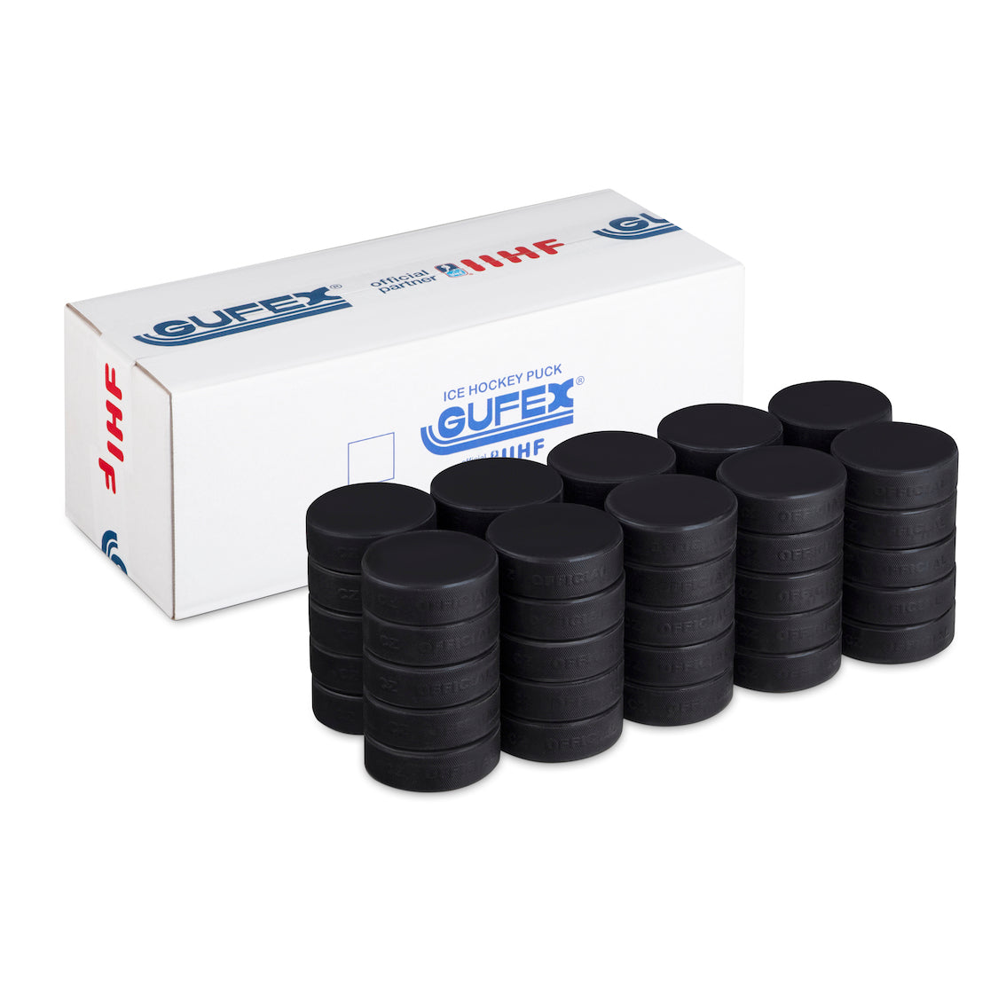 HOCKEY PUCKS GUFEX, 50 PCS. IIHF